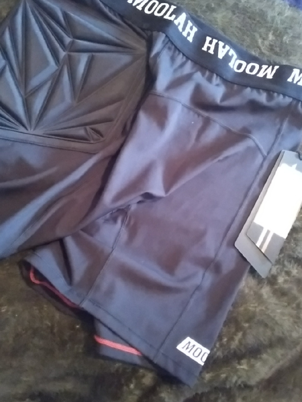 Women's L MOOLAH Black Padded Basketball Shorts with Logo Waistband/NWT